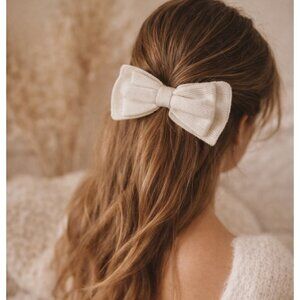 Kilte Collection The Bow Hair Barrette in Marshmallow Ivory 100% Cashmere $75
